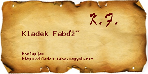 Kladek Fabó névjegykártya